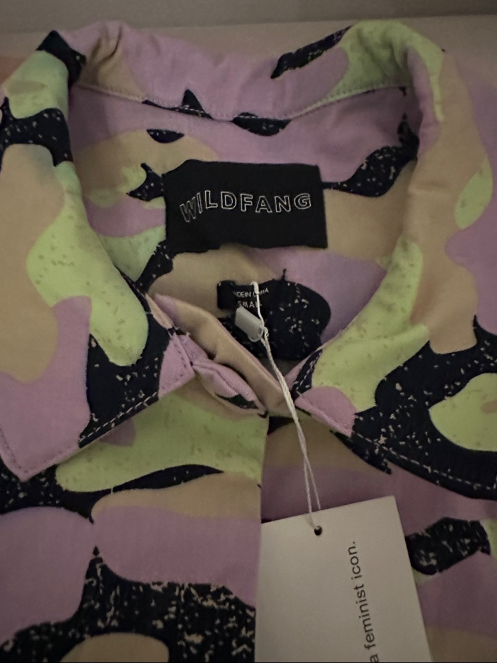 Wildfang Pastel ladies size S Camo Jumpsuit in Pink, Yellow, purple & Black NWT - Picture 3 of 9